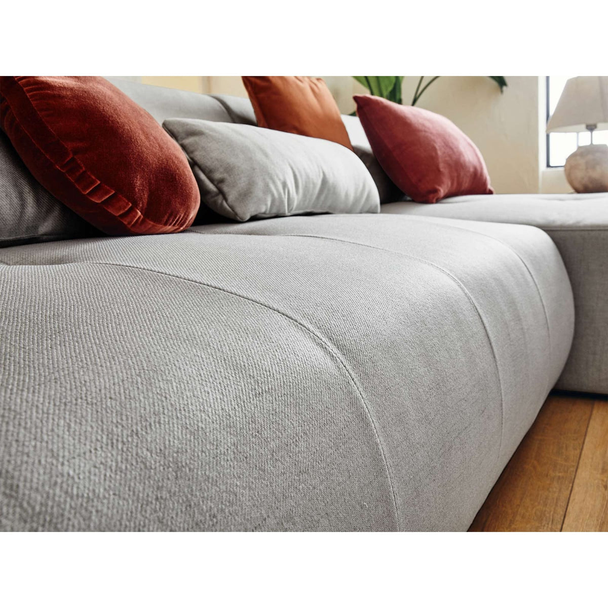 Canapé Panoramique Modulable 7 Places en Tissu Gris gris - vue 6