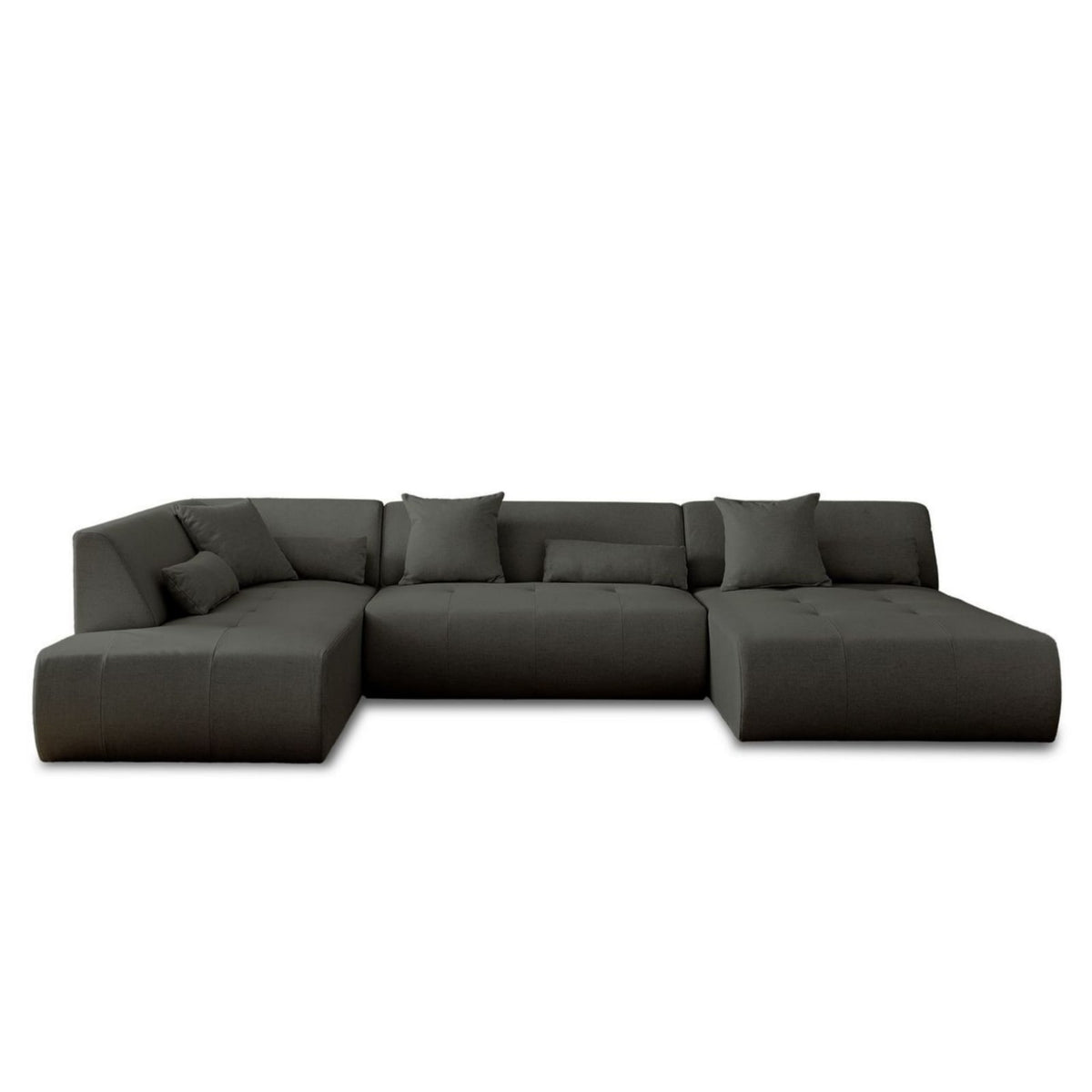 Canapé Modulable Panoramique d'Angle Gauche 7 Places en Tissu Gris gris - vue 1