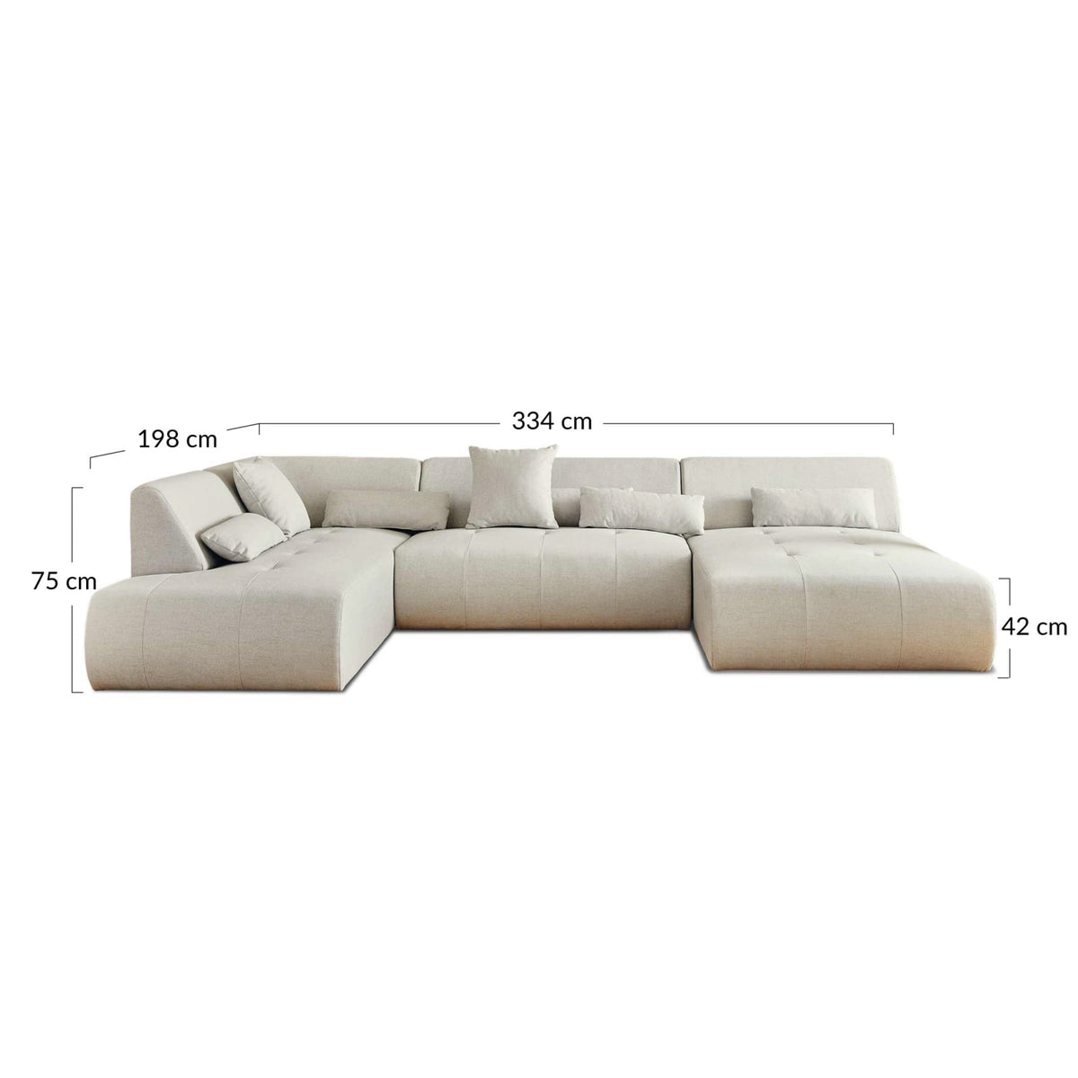 Canapé Panoramique Modulable 7 Places en Tissu Beige beige - vue 4