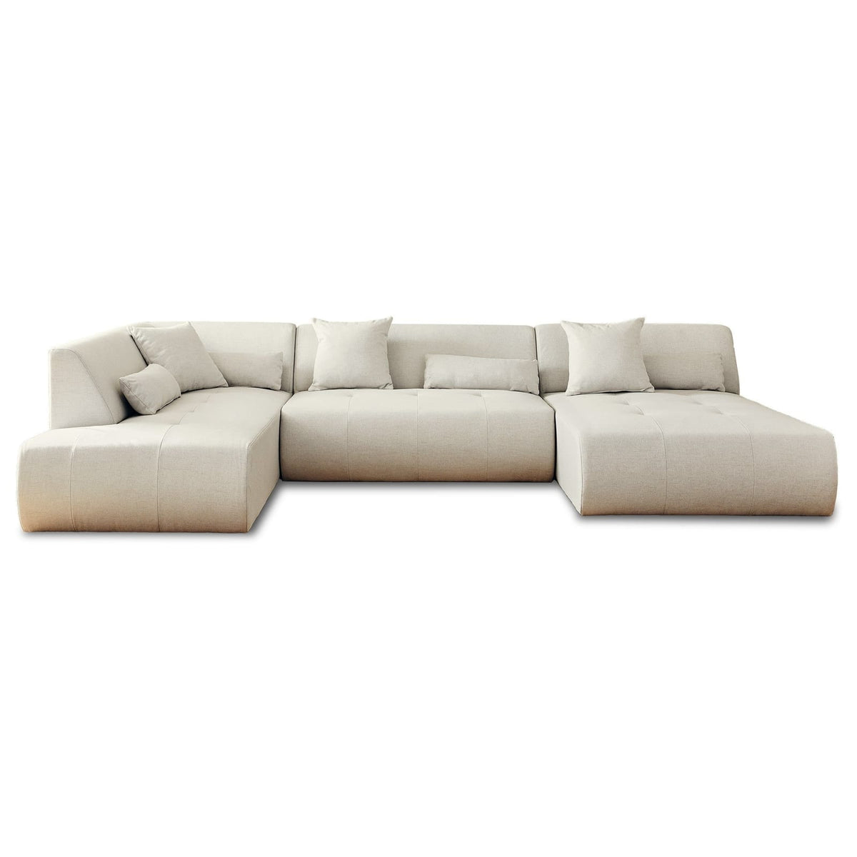 Canapé Panoramique Modulable 7 Places en Tissu Beige beige - vue 1