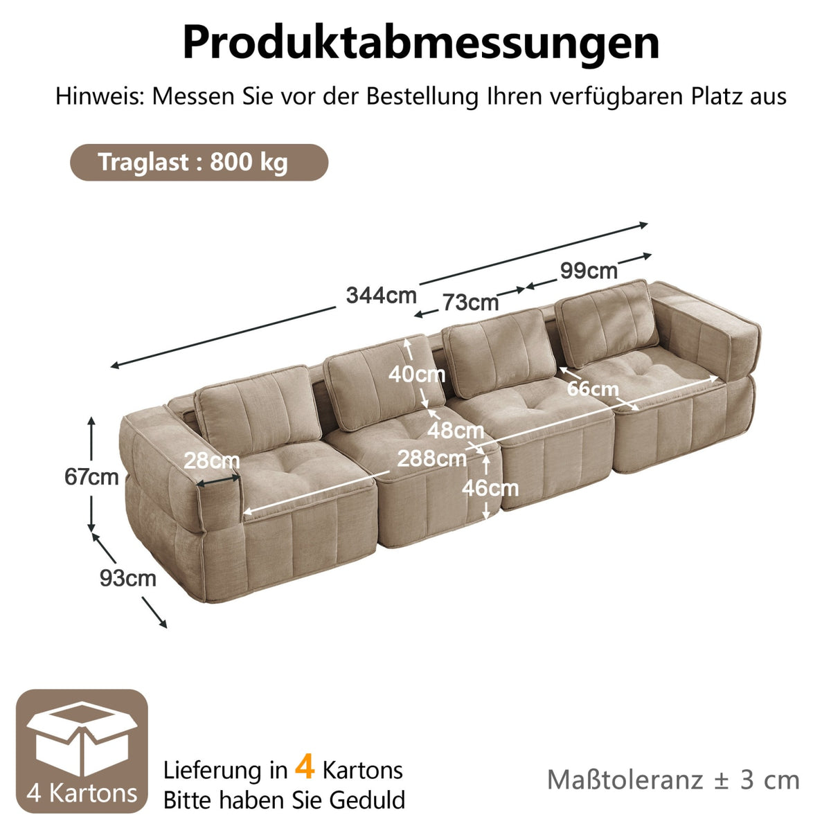Canapé Modulable sans Armature en Polyester Sable sable - vue 6