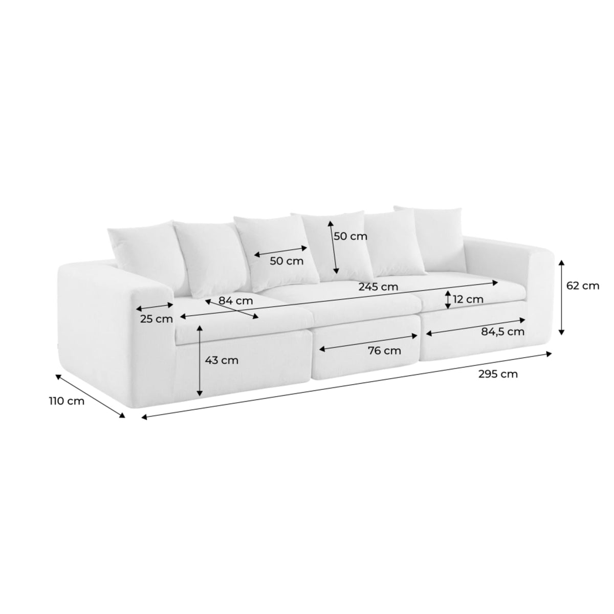 Canapé Modulable en Tissu Chenille Blanc Blanc - vue 7