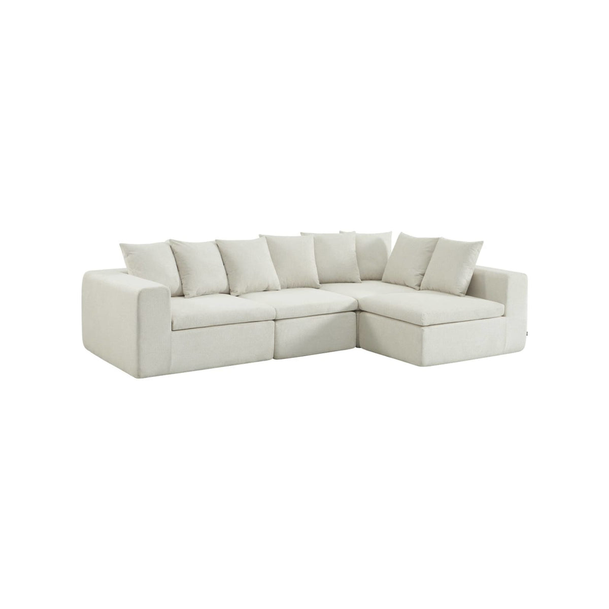 Canapé Modulable 5 Places en Tissu Chenille Blanc blanc - vue 6