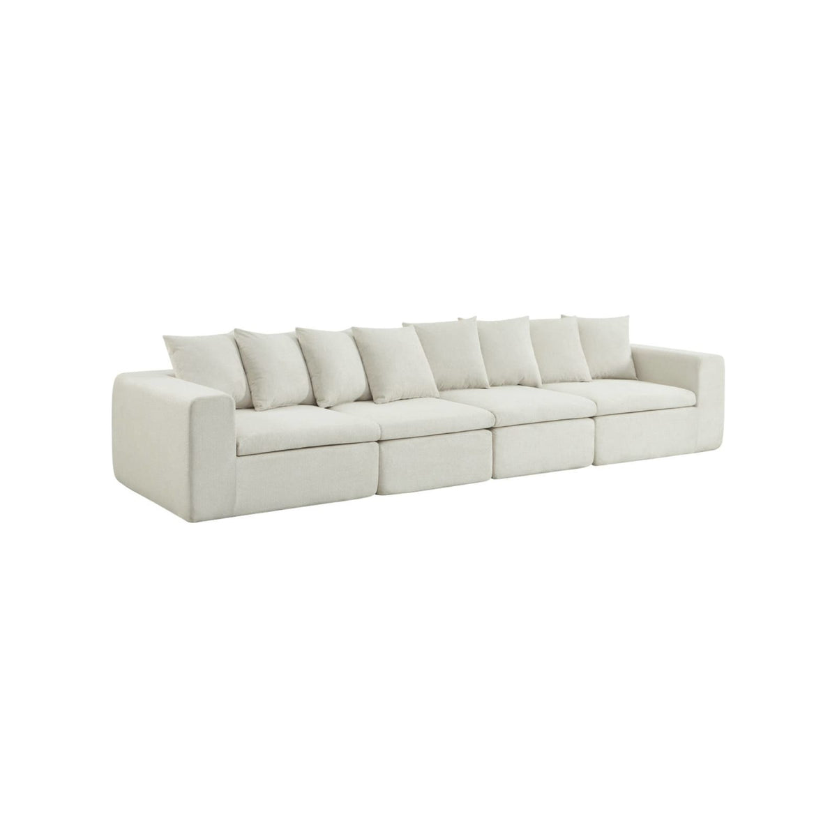 Canapé Modulable 5 Places en Tissu Chenille Blanc blanc - vue 1