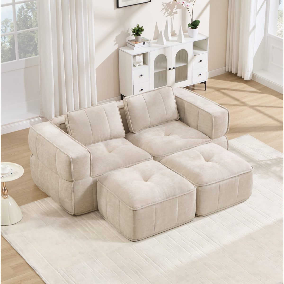Canapé Modulaire 2 Places en Polyester Beige beige - vue 2