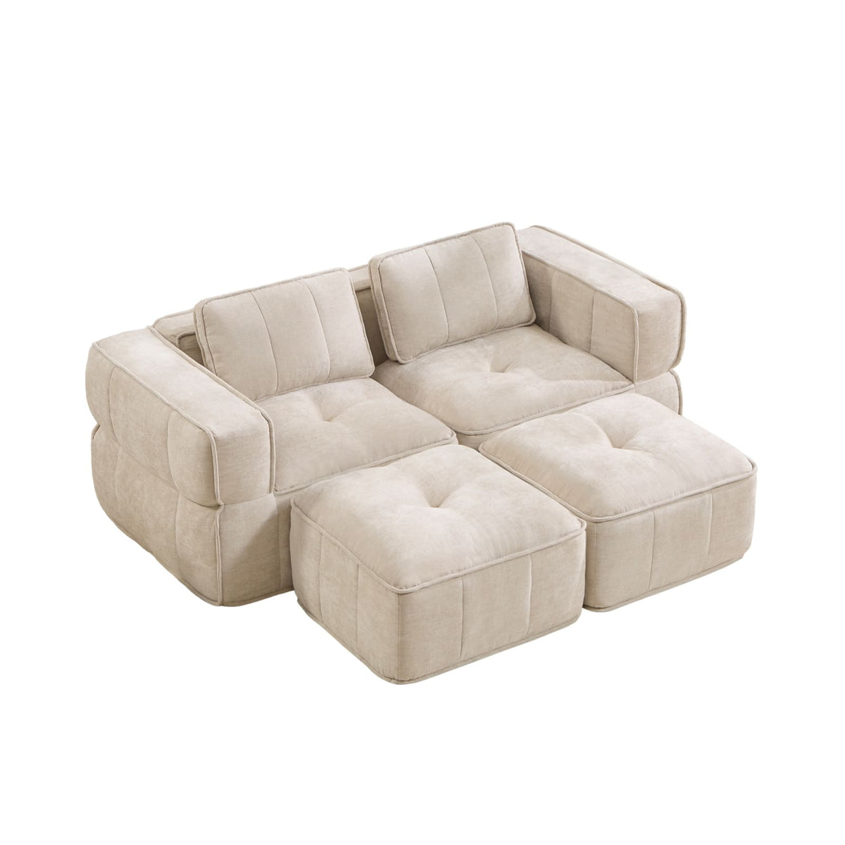 Canapé Modulaire 2 Places en Polyester Beige beige - vue 5