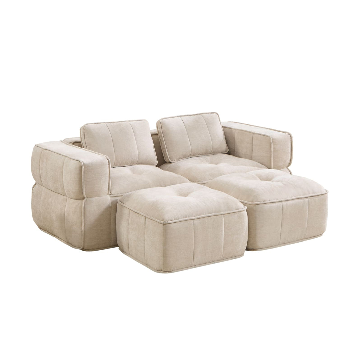 Canapé Modulaire 2 Places en Polyester Beige beige - vue 1