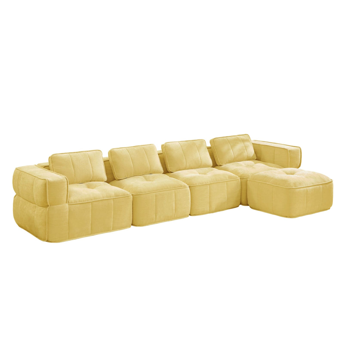 Canapé Modulable en Polyester Jaune avec Pouf jaune - vue 5