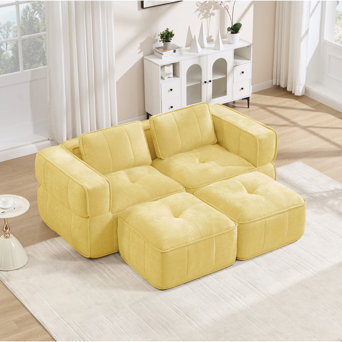 Canapé Modulable en Polyester Jaune jaune - vue 3