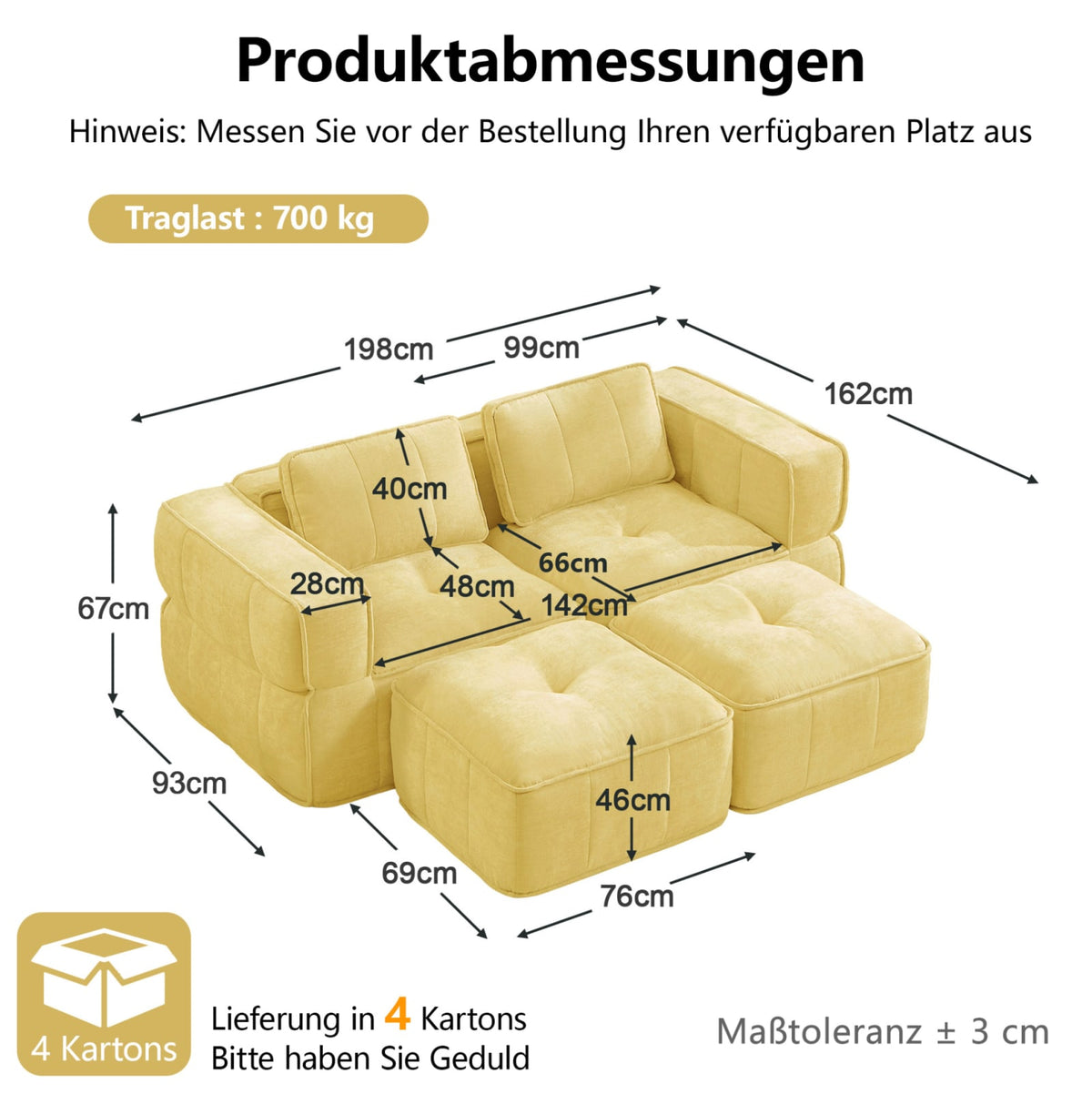 Canapé Modulable en Polyester Jaune jaune - vue 6
