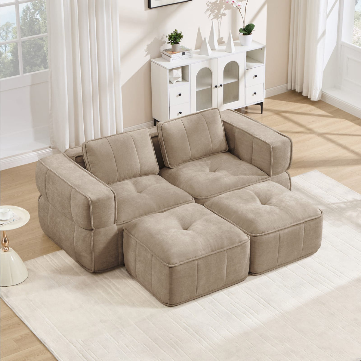 Canapé Modulable en Polyester Sable sable - vue 3