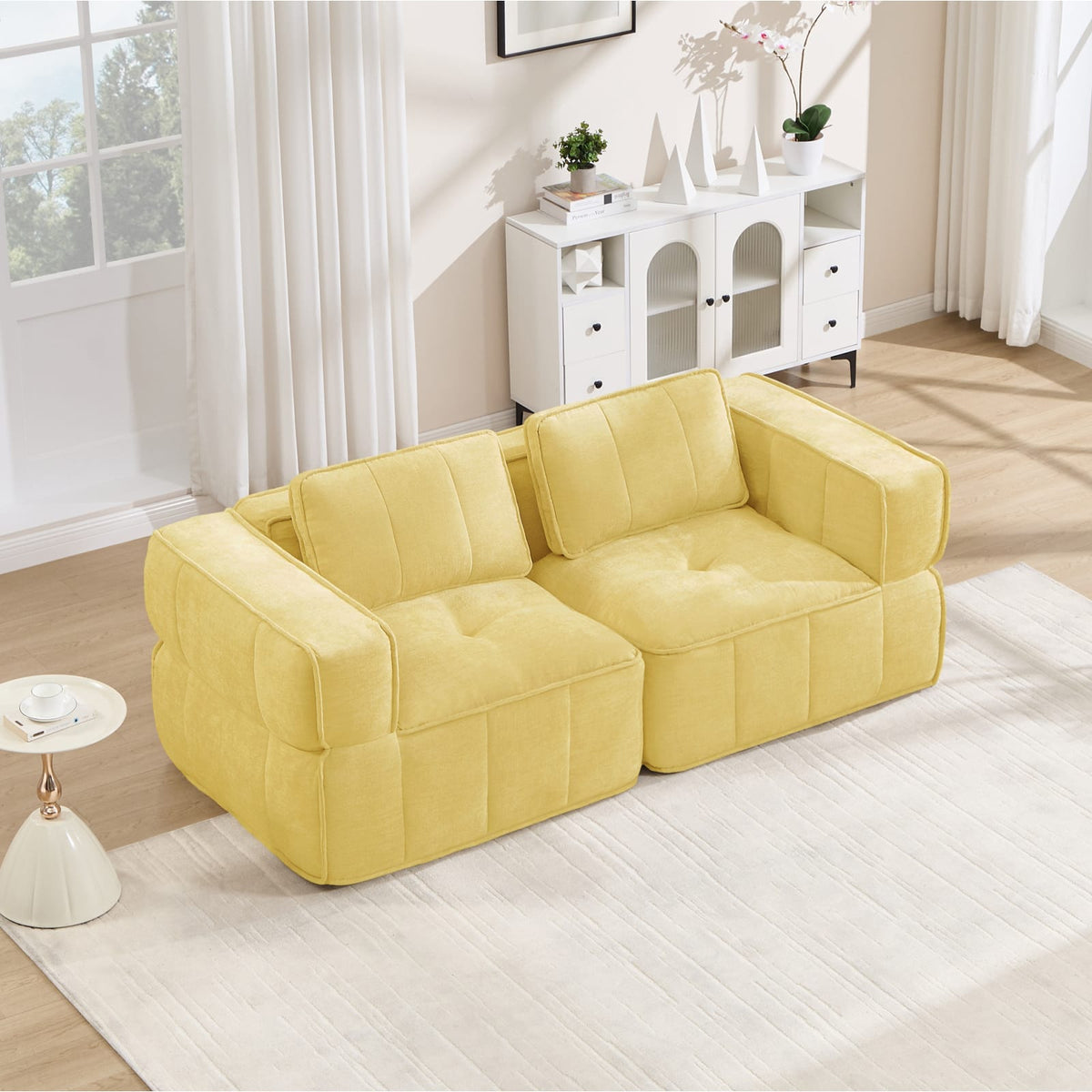 Canapé Modulable Sans Armature en Polyester Jaune jaune - vue 5