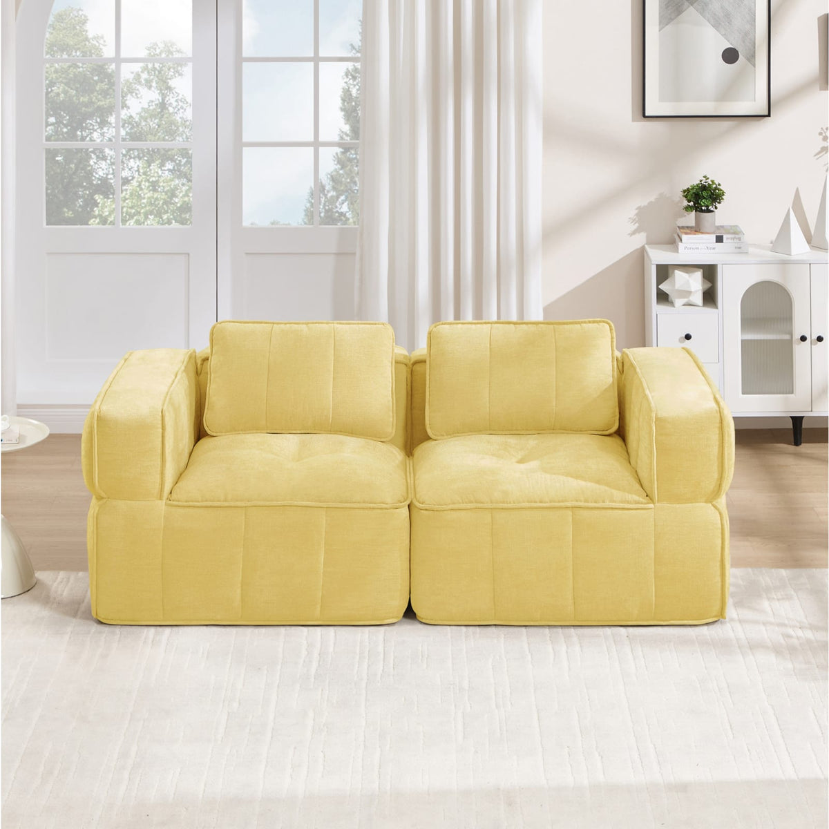 Canapé Modulable Sans Armature en Polyester Jaune jaune - vue 3
