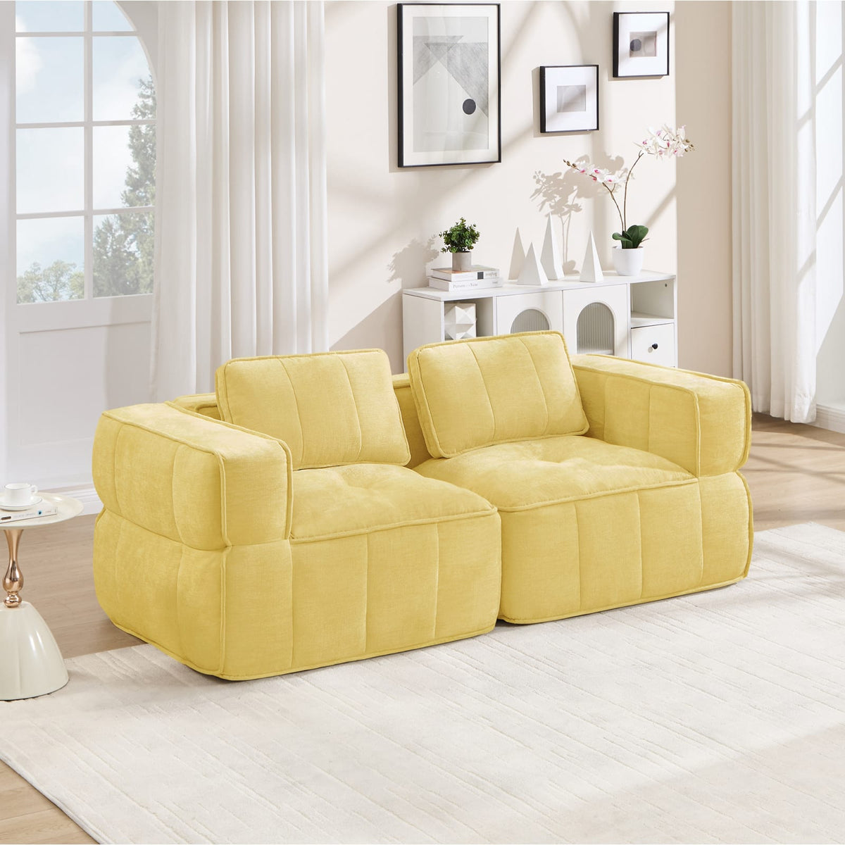 Canapé Modulable Sans Armature en Polyester Jaune jaune - vue 2