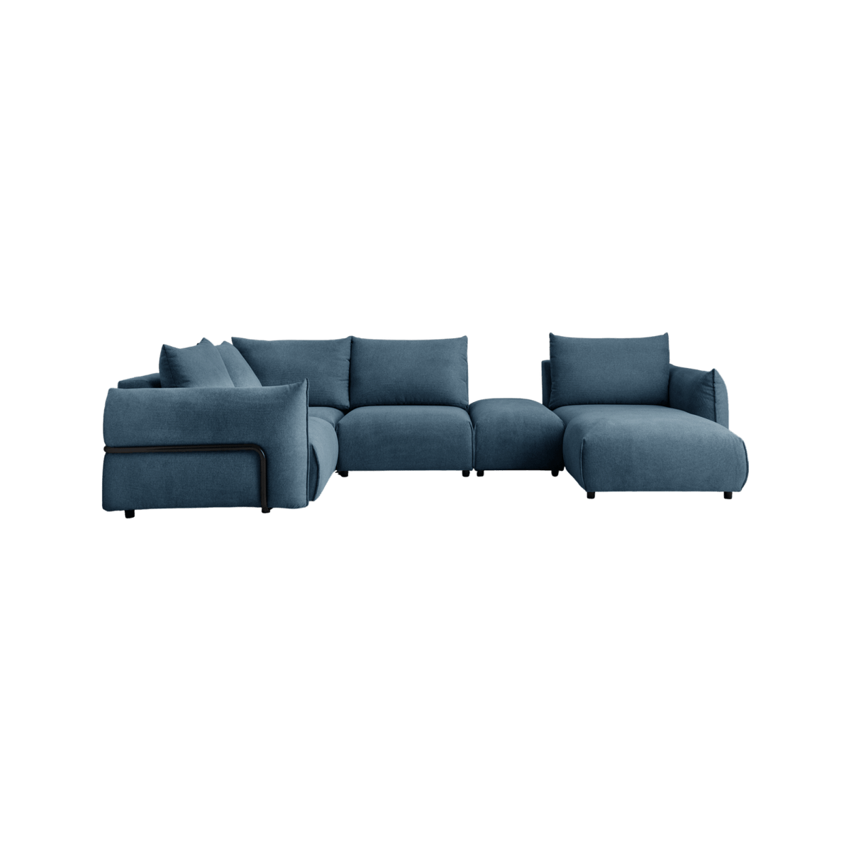 Canapé Panoramique Modulable en Tissu Bleu avec Méridienne Droite bleu - vue 1