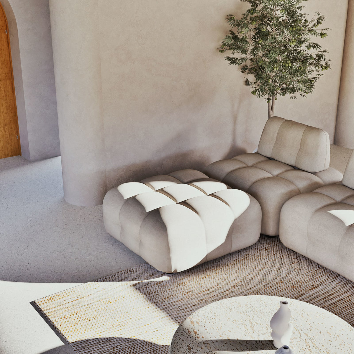 Chauffeuse Modulable en Tissu Sable sable - vue 6