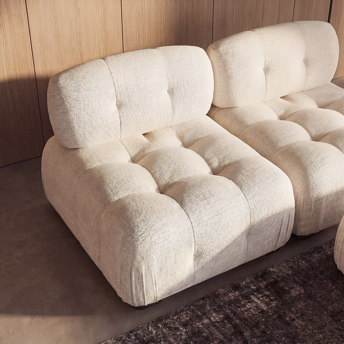 Chauffeuse 1 Place Modulable en Tissu Tramé Beige Sable beige sable - vue 1