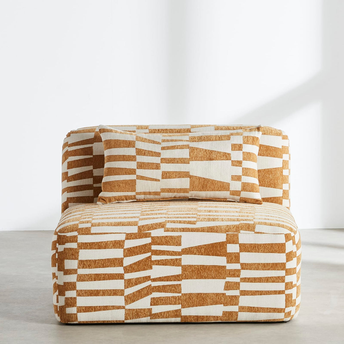 Chauffeuse 1 Place Modulable en Jacquard Écru et Ocre écru et ocre - vue 2