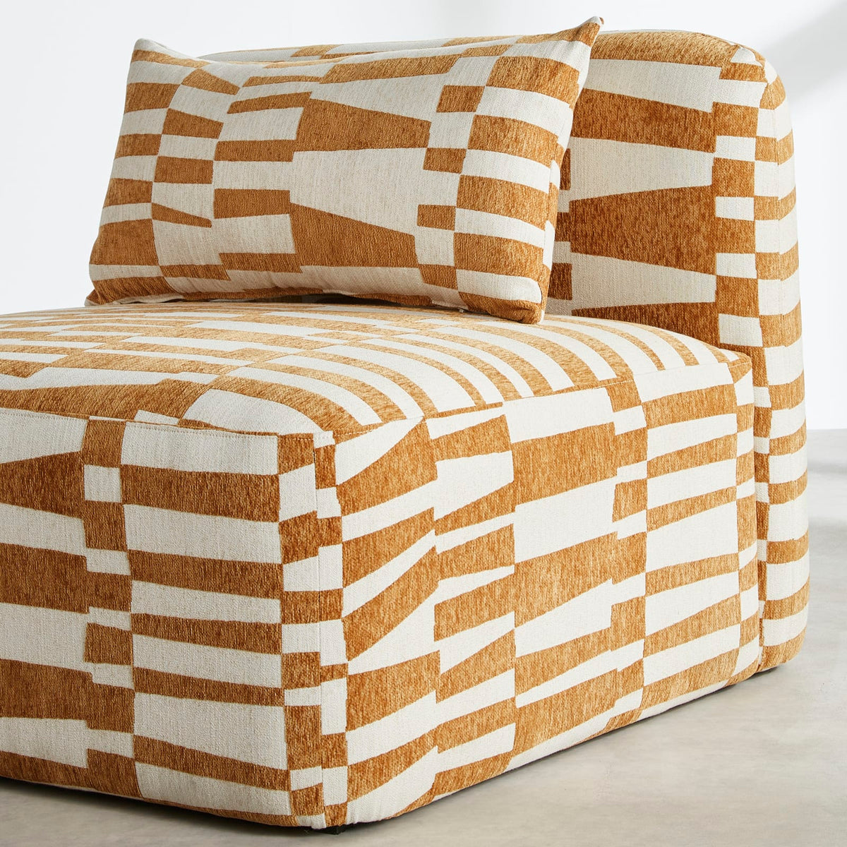 Chauffeuse 1 Place Modulable en Jacquard Écru et Ocre écru et ocre - vue 4
