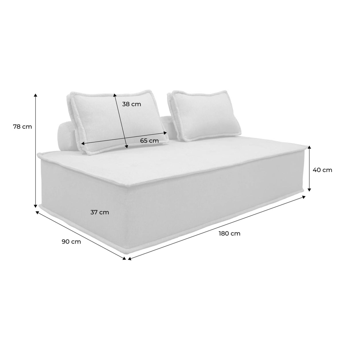 Chauffeuse Modulable 2 Places en Tissu Beige beige - vue 4