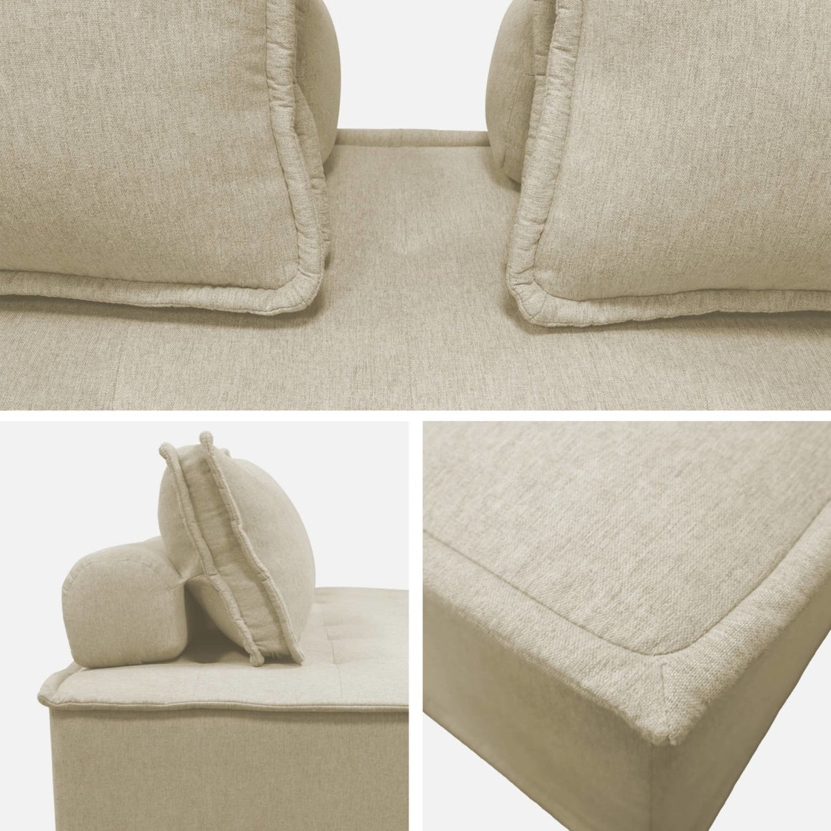 Chauffeuse Modulable 2 Places en Tissu Beige beige - vue 6