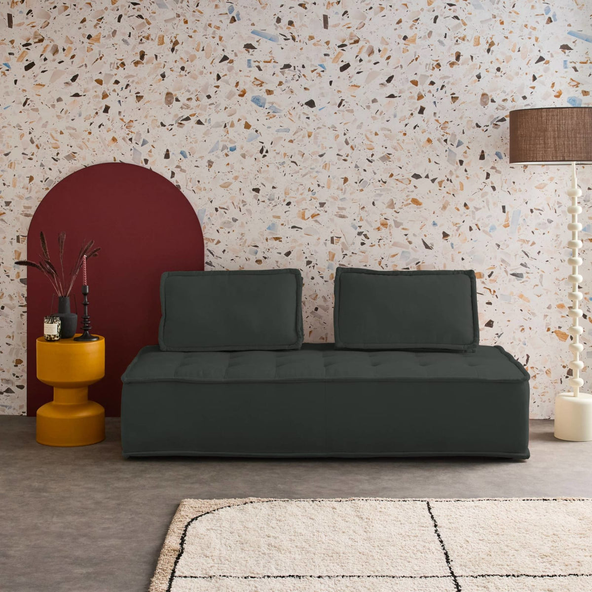 Chauffeuse Modulable 2 Places en Tissu Gris gris foncé - vue 2