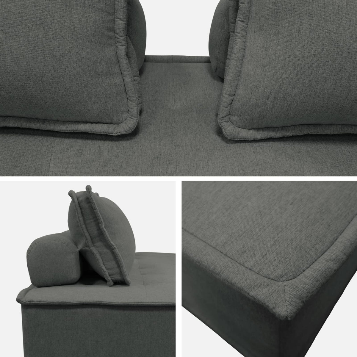 Chauffeuse Modulable 2 Places en Tissu Gris gris foncé - vue 4