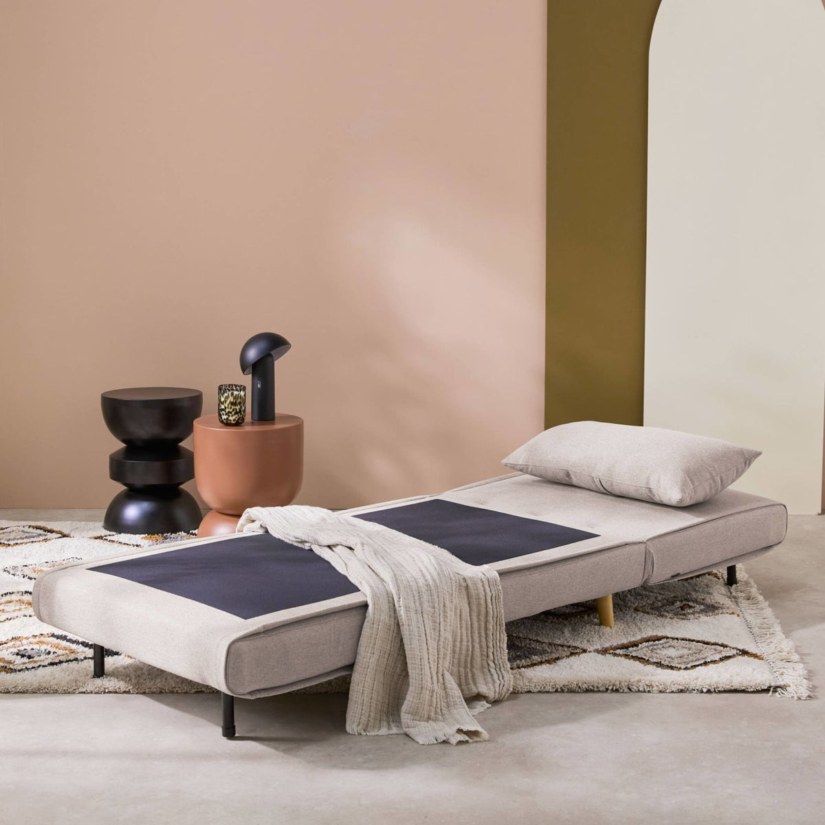 Chauffeuse Convertible Modulable en Tissu Beige beige - vue 3