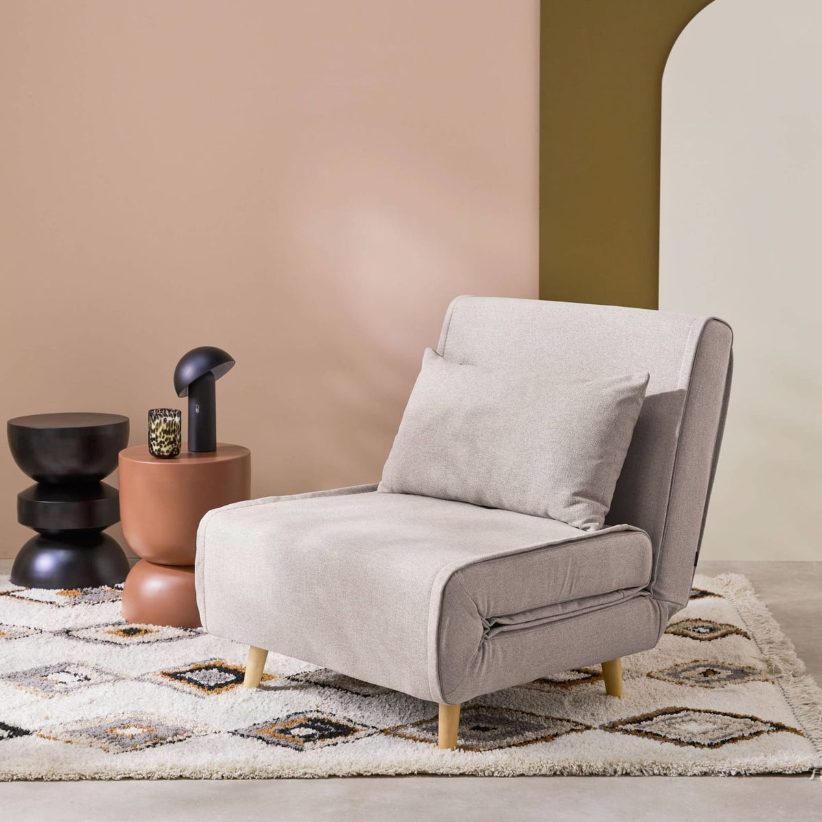 Chauffeuse Convertible Modulable en Tissu Beige beige - vue 2