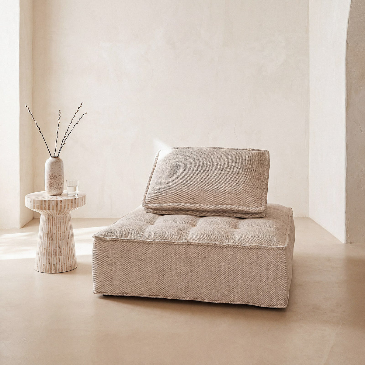 Chauffeuse Modulable en Tissu Beige Sable beige sable - vue 1
