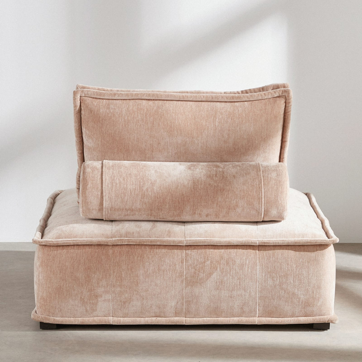 Chauffeuse Modulable Effet Velours Beige Latte beige latte - vue 4