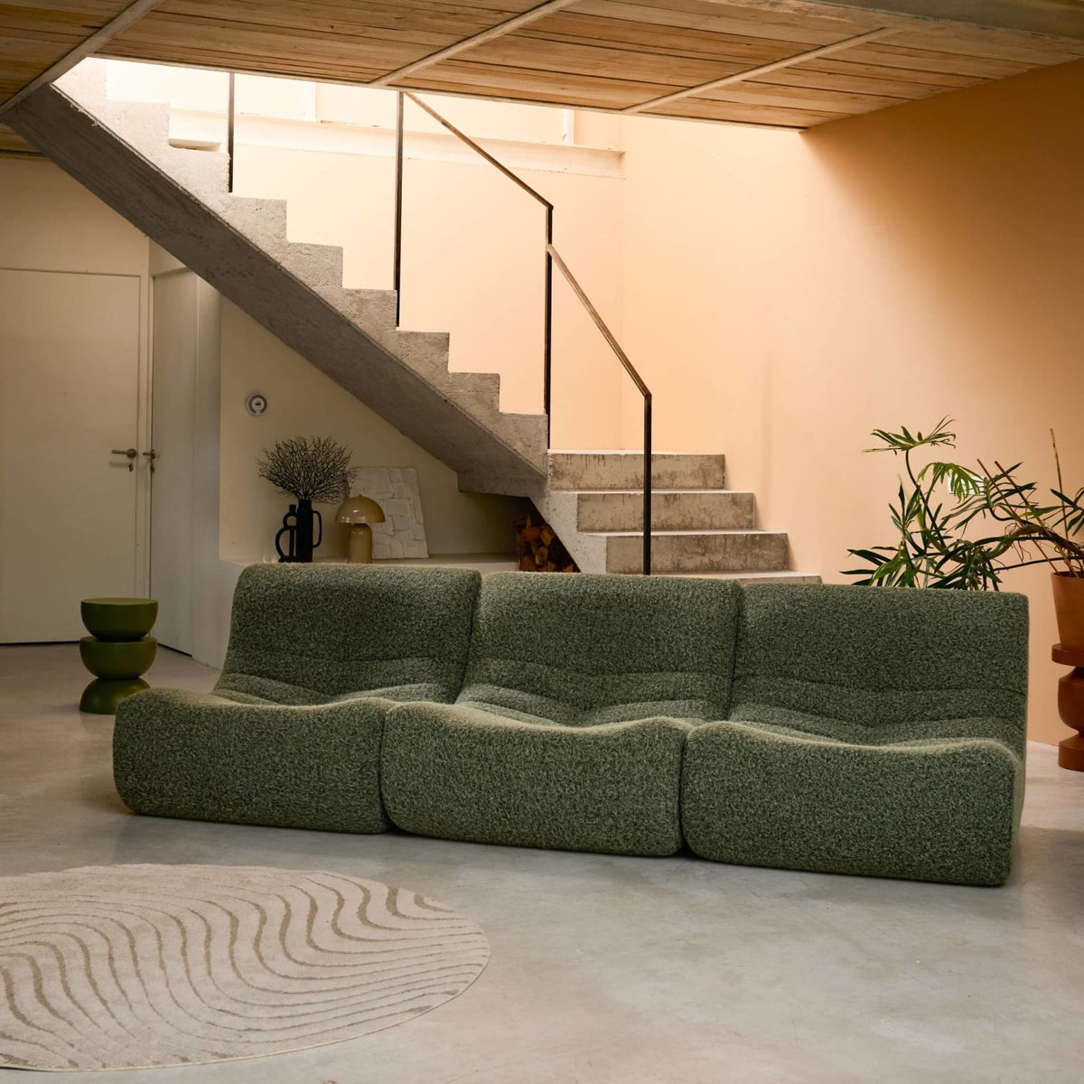 Chauffeuse Modulable en Tissu Effet Alpaca Kaki kaki - vue 3