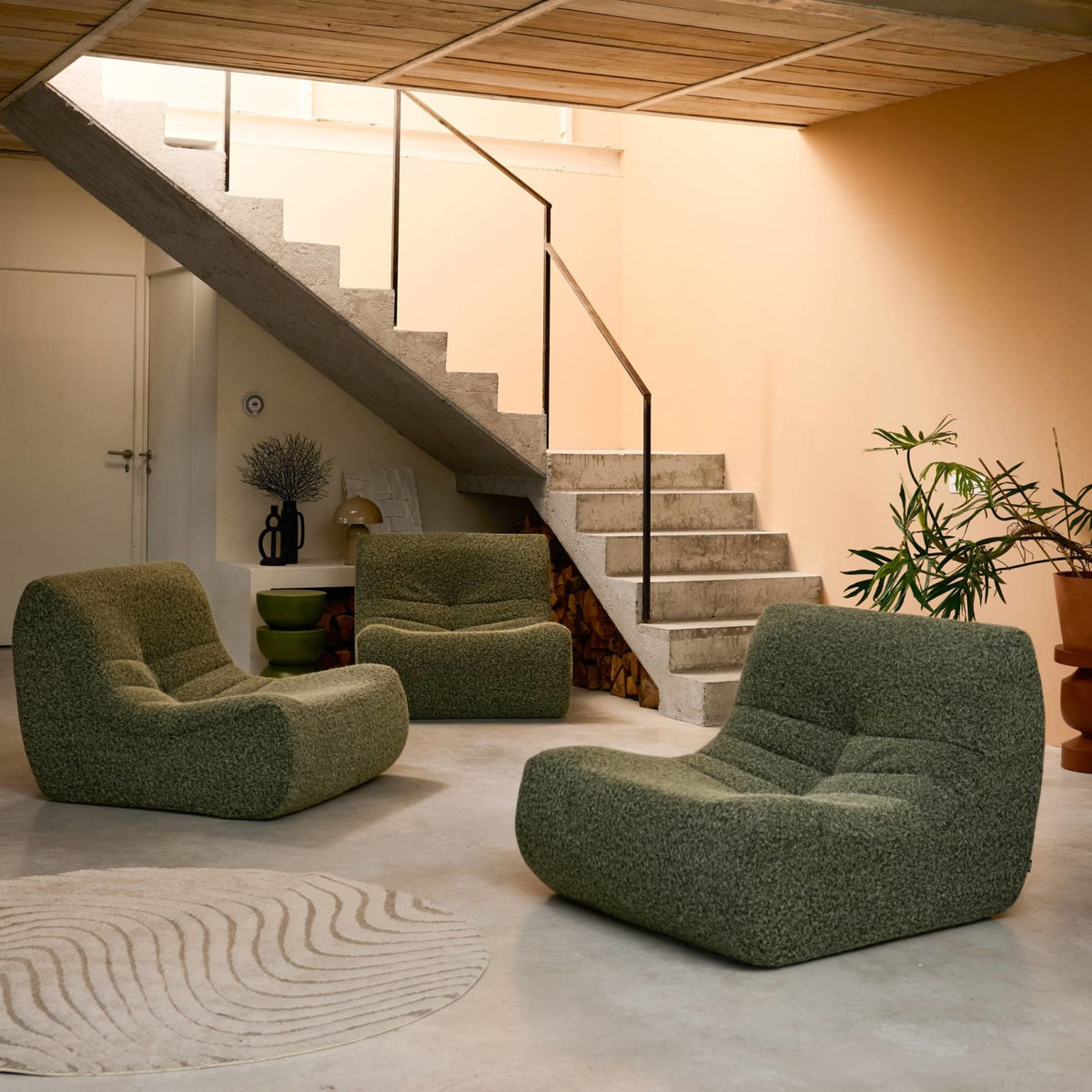 Chauffeuse Modulable en Tissu Effet Alpaca Kaki kaki - vue 2