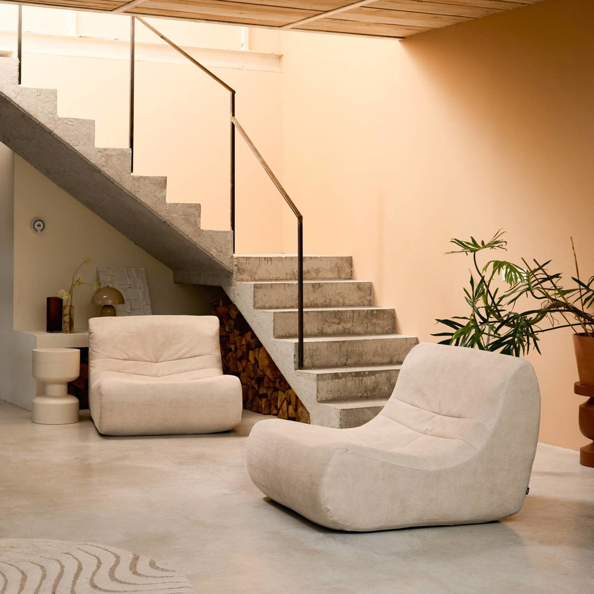 Chauffeuse Modulable 2 Places en Velours Beige beige - vue 2