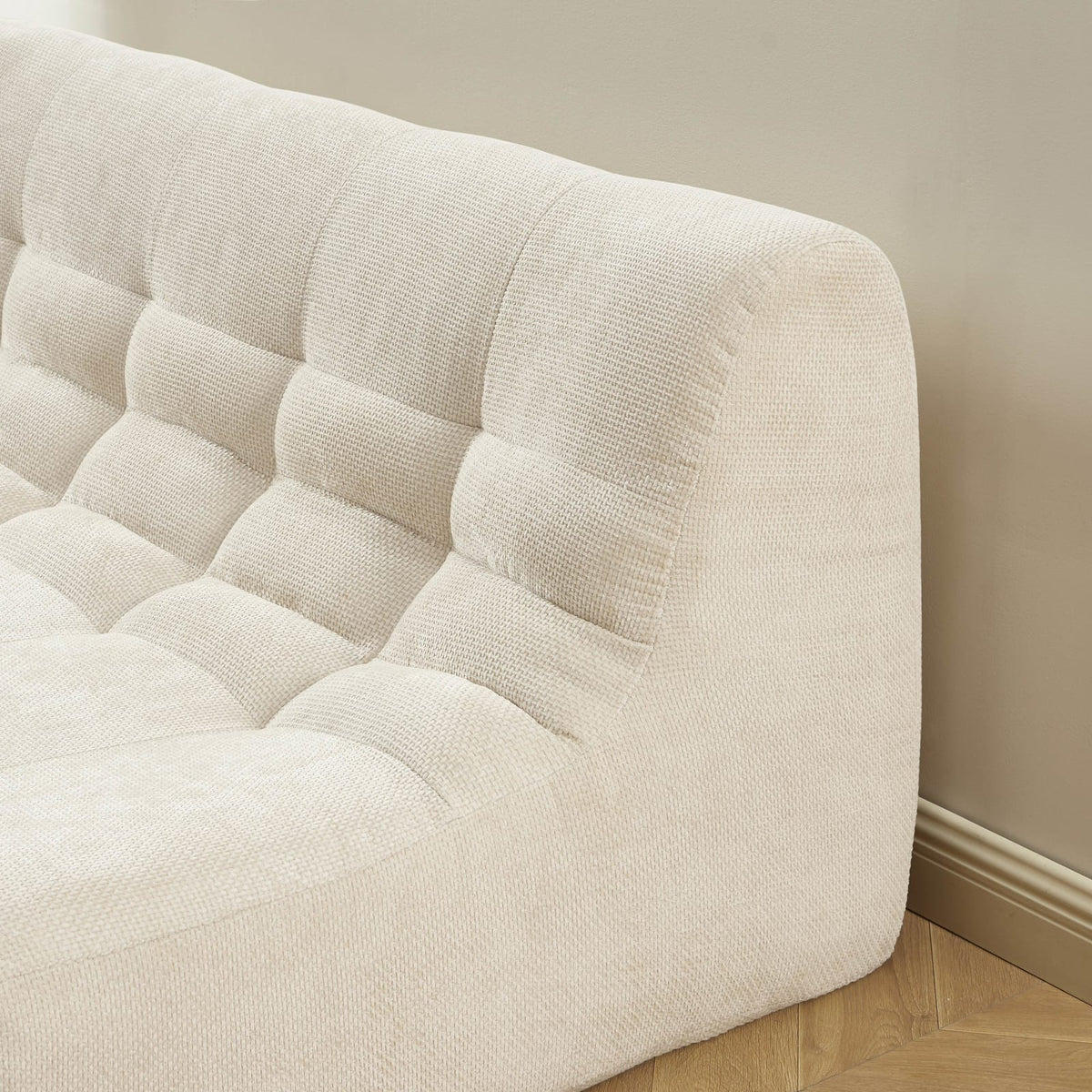 Ensemble Banquette et Chauffeuse Modulable 3 Places en Tissu Chenille Beige beige - vue 5