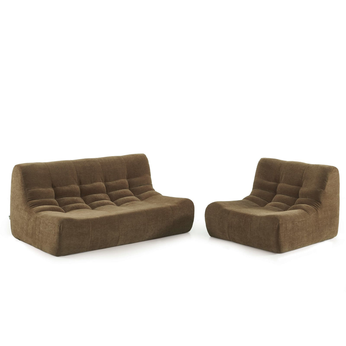 Ensemble Banquette et Chauffeuse Modulable en Velours Marron marron - vue 1