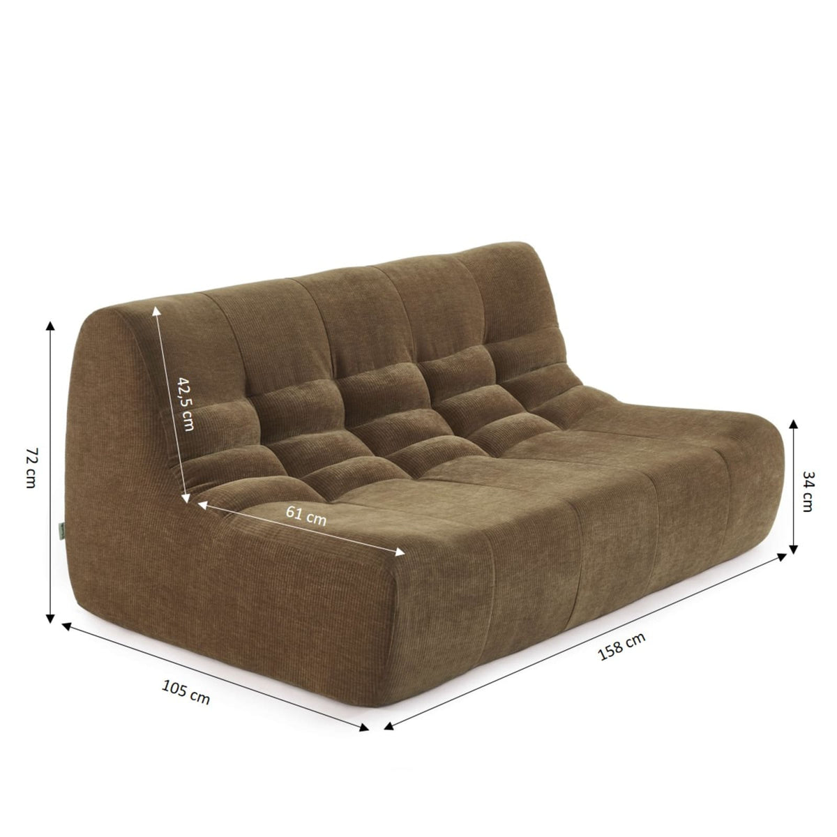 Ensemble Banquette et Chauffeuse Modulable en Velours Marron marron - vue 4
