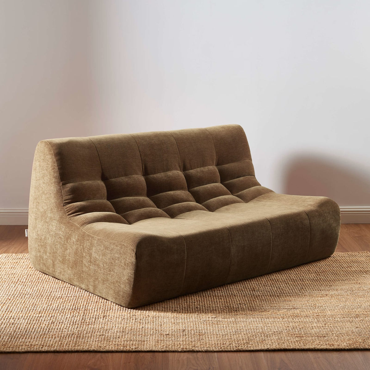 Ensemble Banquette et Chauffeuse Modulable en Velours Marron marron - vue 6