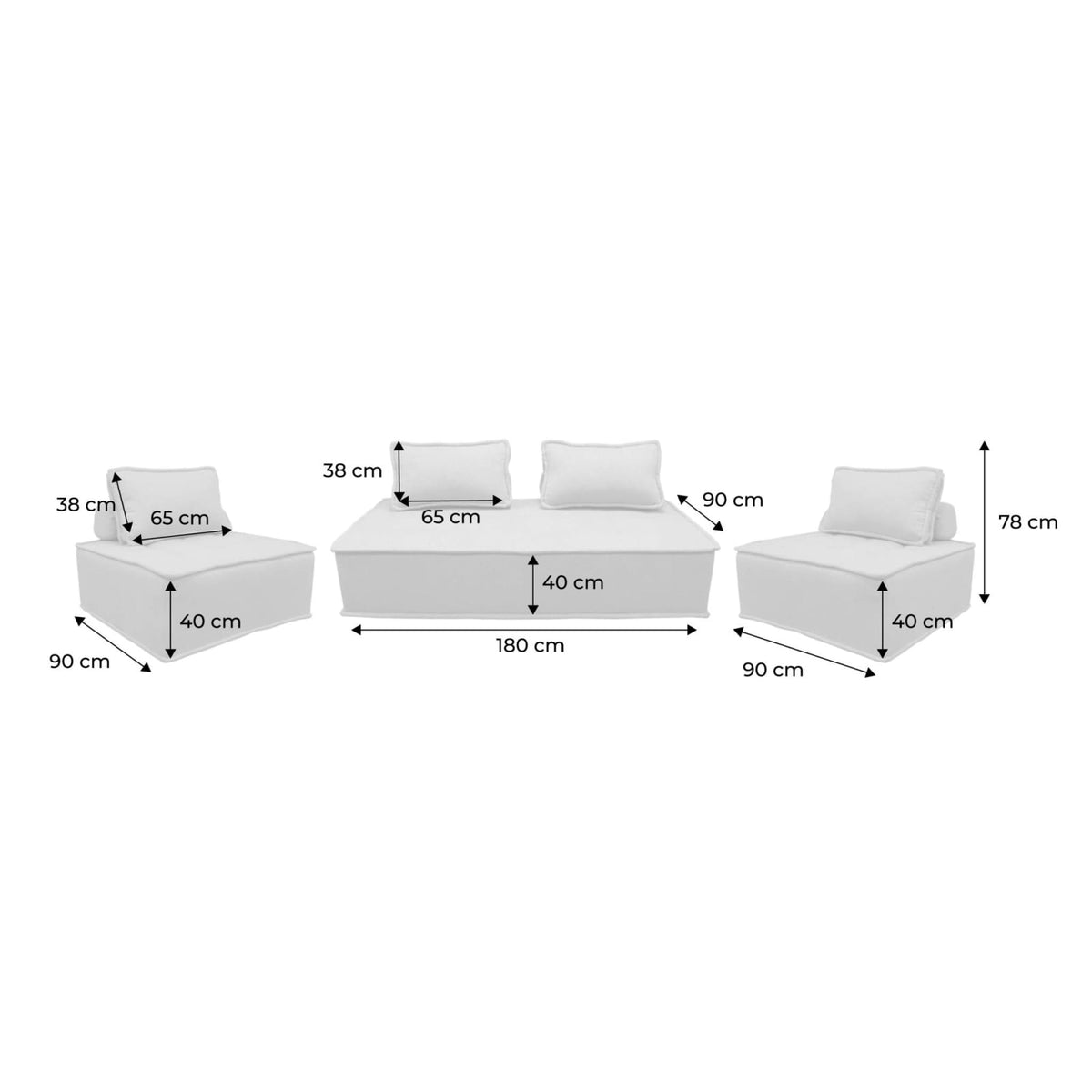 Ensemble de Chauffeuses Modulables en Tissu Capitonné Beige beige - vue 4