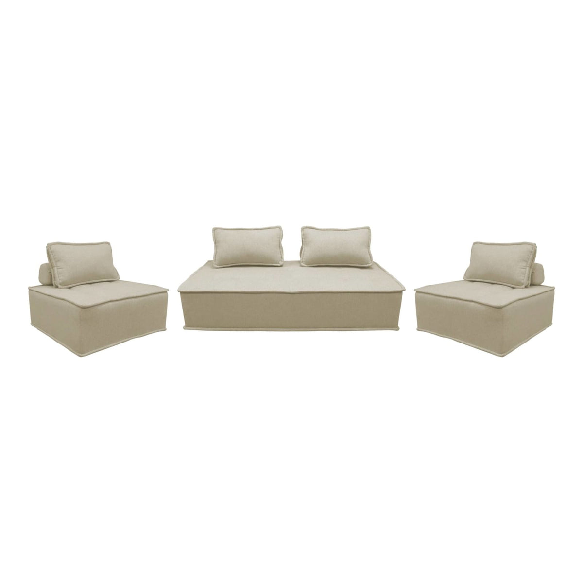 Ensemble de Chauffeuses Modulables en Tissu Capitonné Beige beige - vue 1