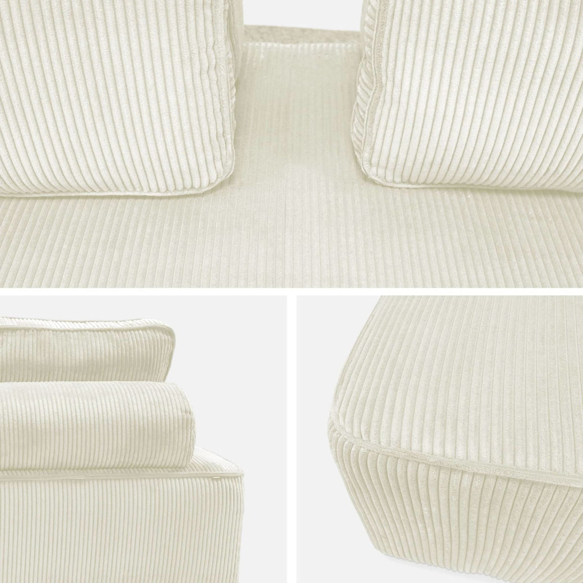 Ensemble de Chauffeuses Modulables en Velours Côtelé Crème 4 Places crème - vue 6