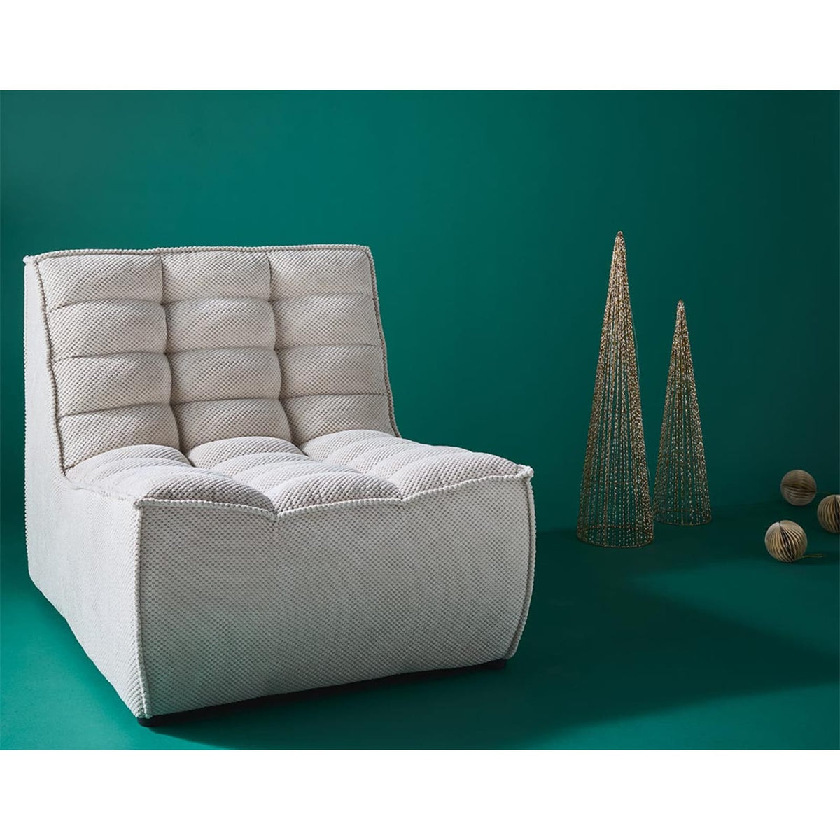 Fauteuil Modulable en Velours Texturé Beige beige - vue 2