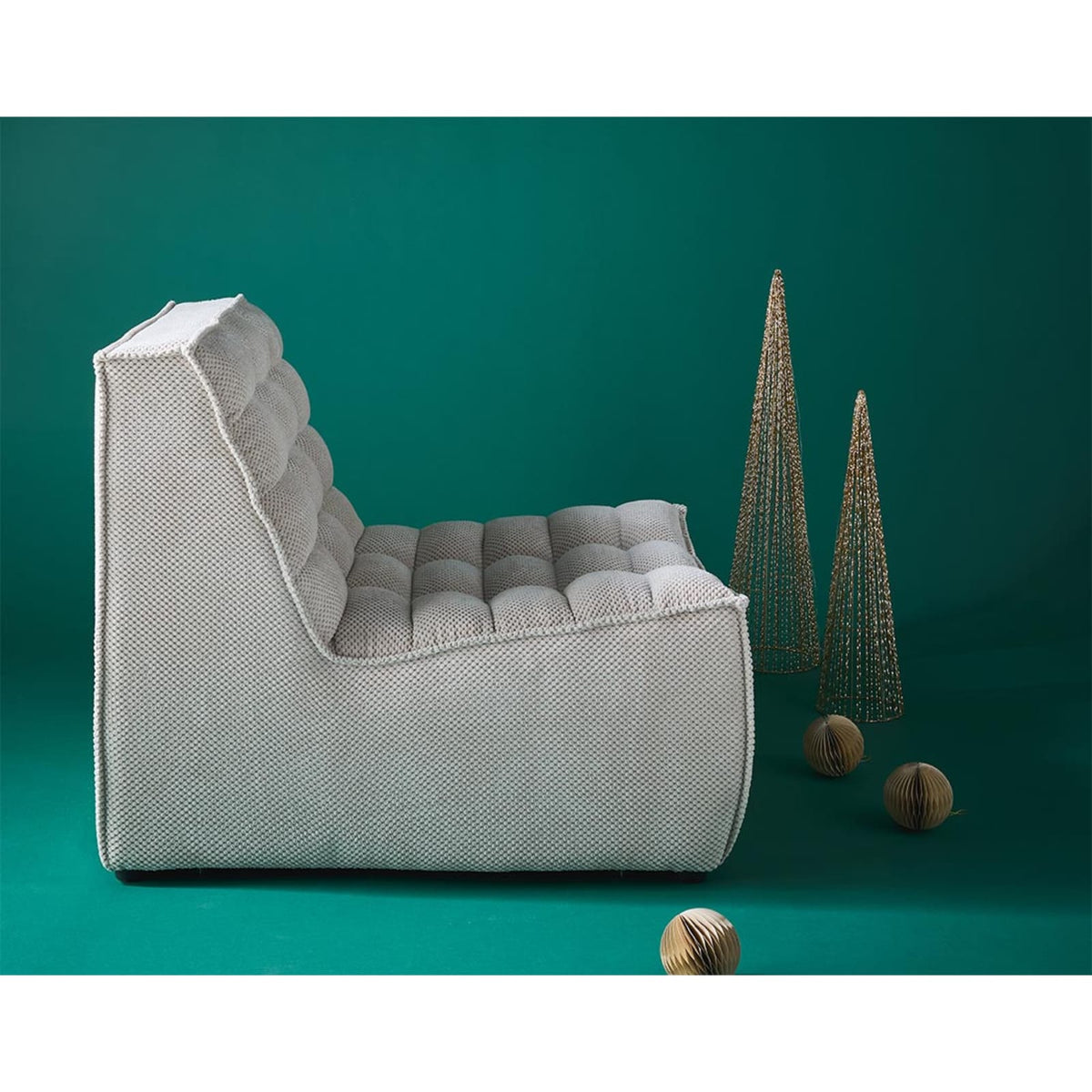 Fauteuil Modulable en Velours Texturé Beige beige - vue 3
