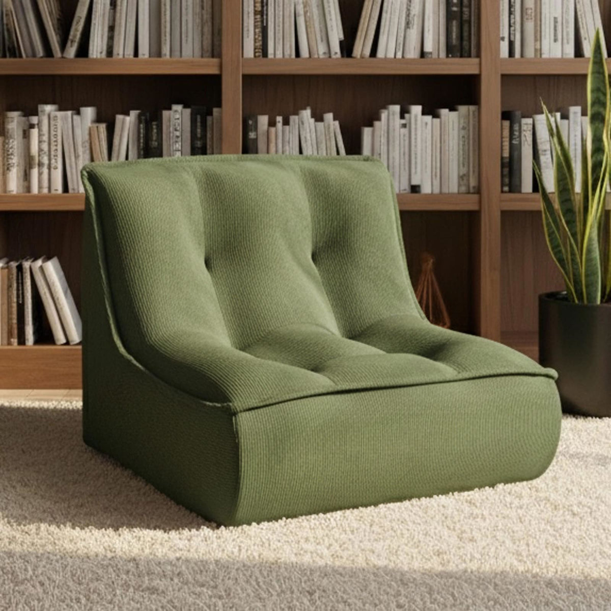 Fauteuil Modulable en Velours Côtelé Vert vert - vue 2