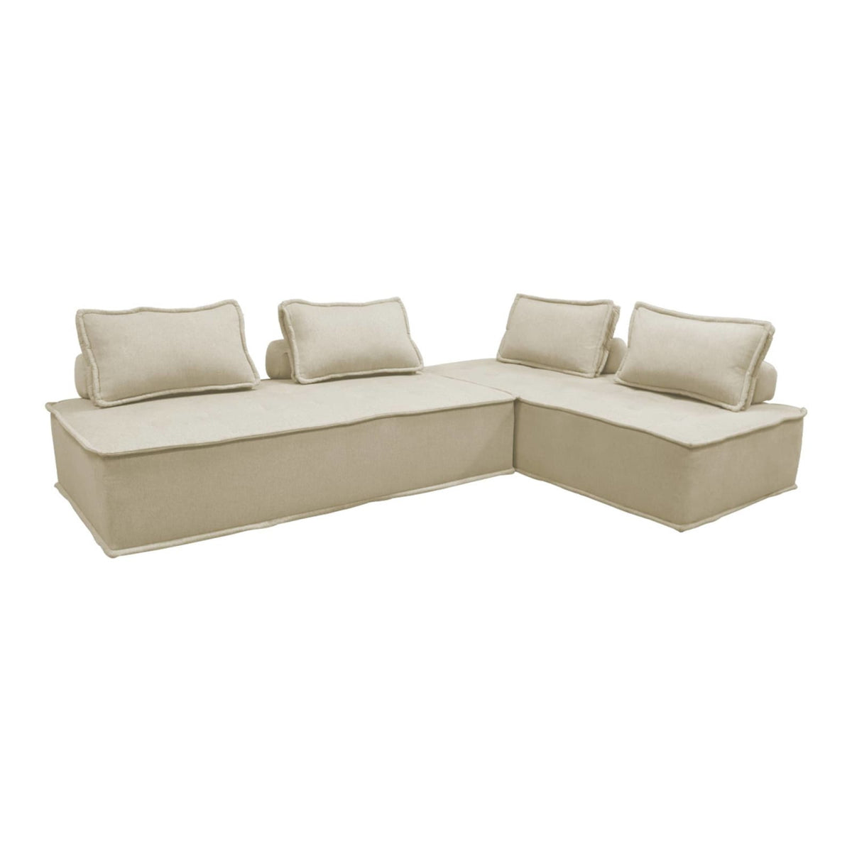 Lot de 2 Chauffeuses Modulables en Tissu Capitonné Beige beige - vue 1