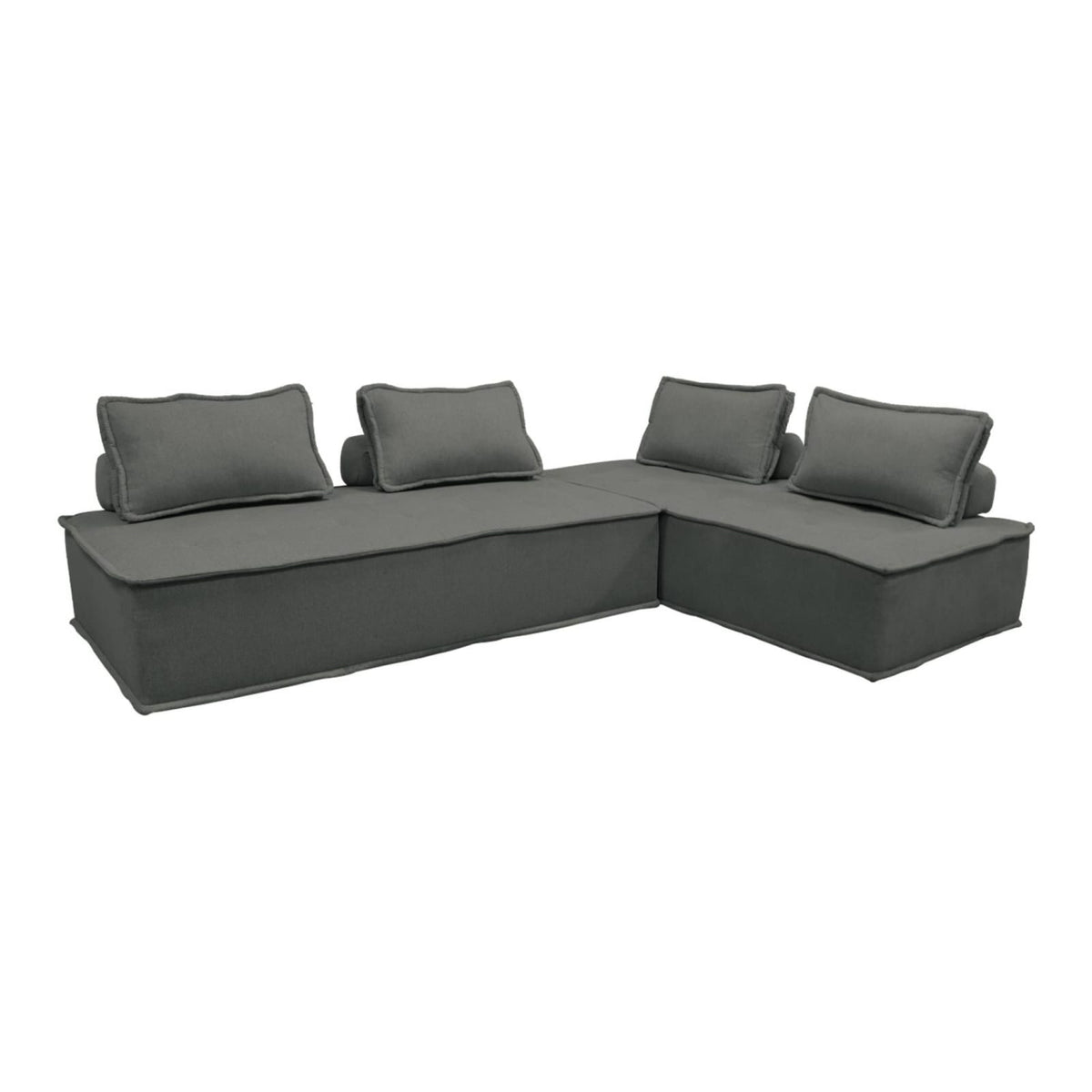 Lot de 2 Chauffeuses Modulables 2 Places en Tissu Capitonné Gris Foncé gris foncé - vue 1