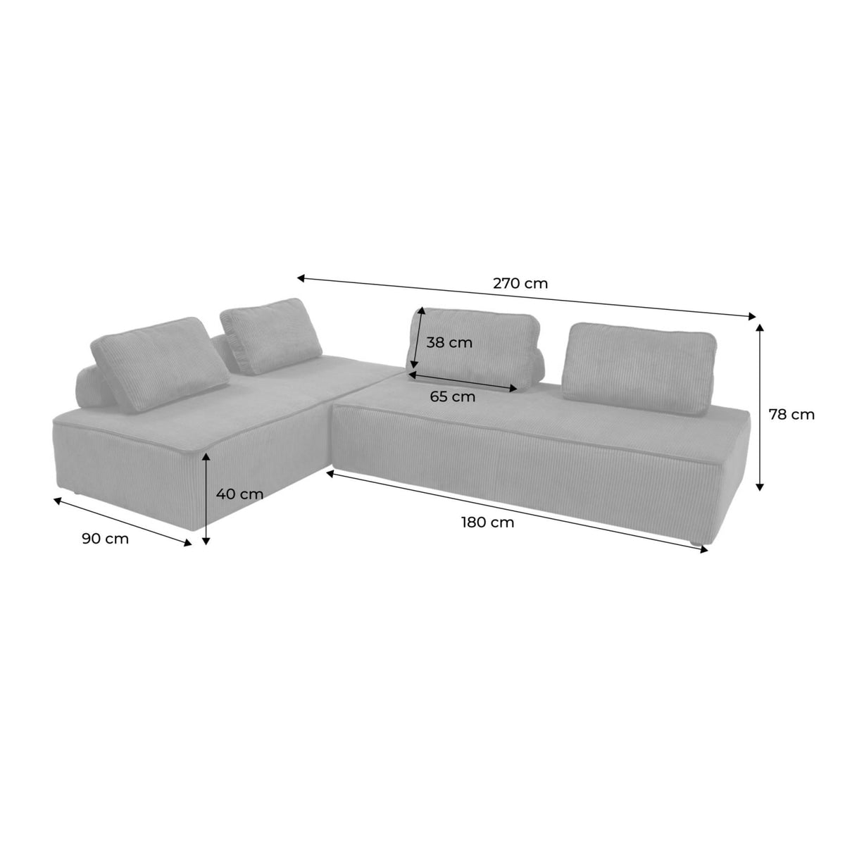 Lot de 2 Chauffeuses Modulables en Velours Côtelé Vert Vert - vue 4