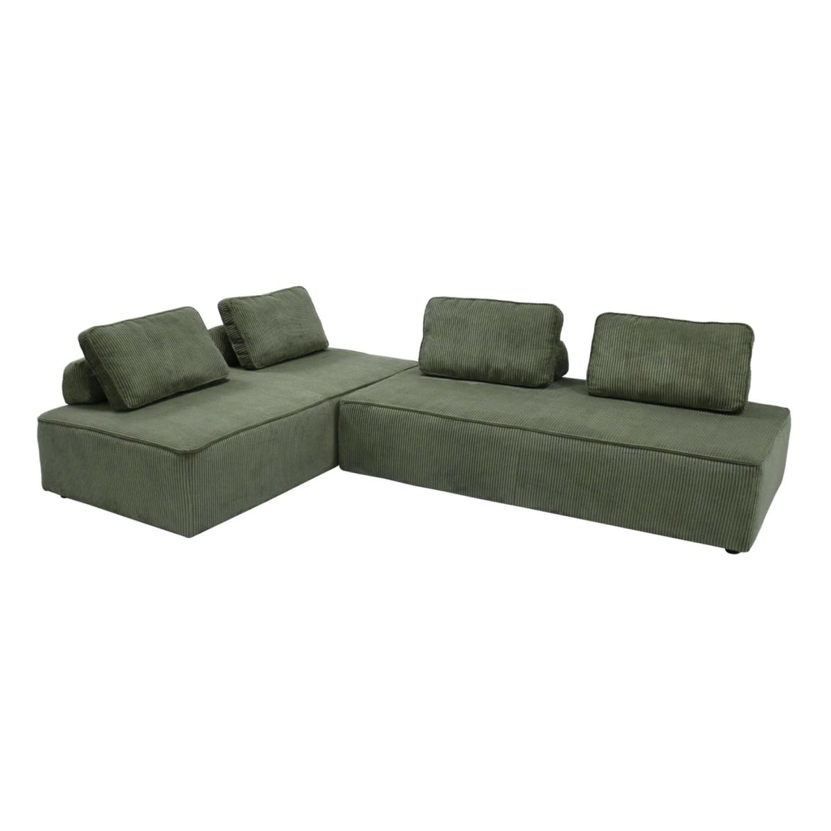 Lot de 2 Chauffeuses Modulables en Velours Côtelé Vert Vert - vue 1