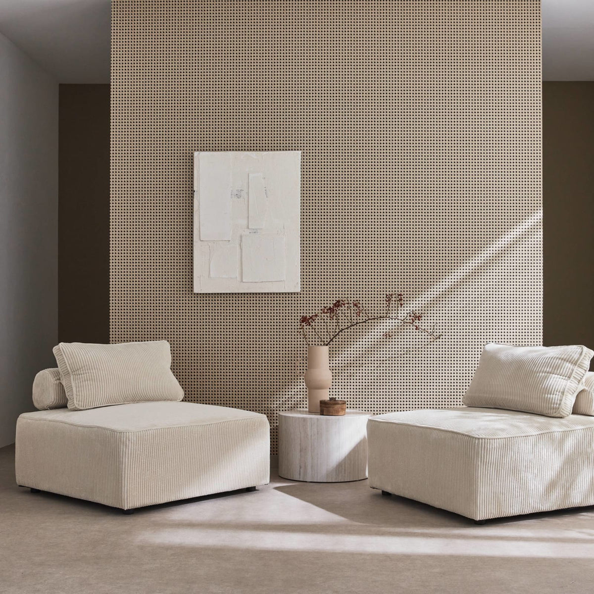 Lot de 2 Chauffeuses Modulables en Velours Côtelé Crème crème - vue 3
