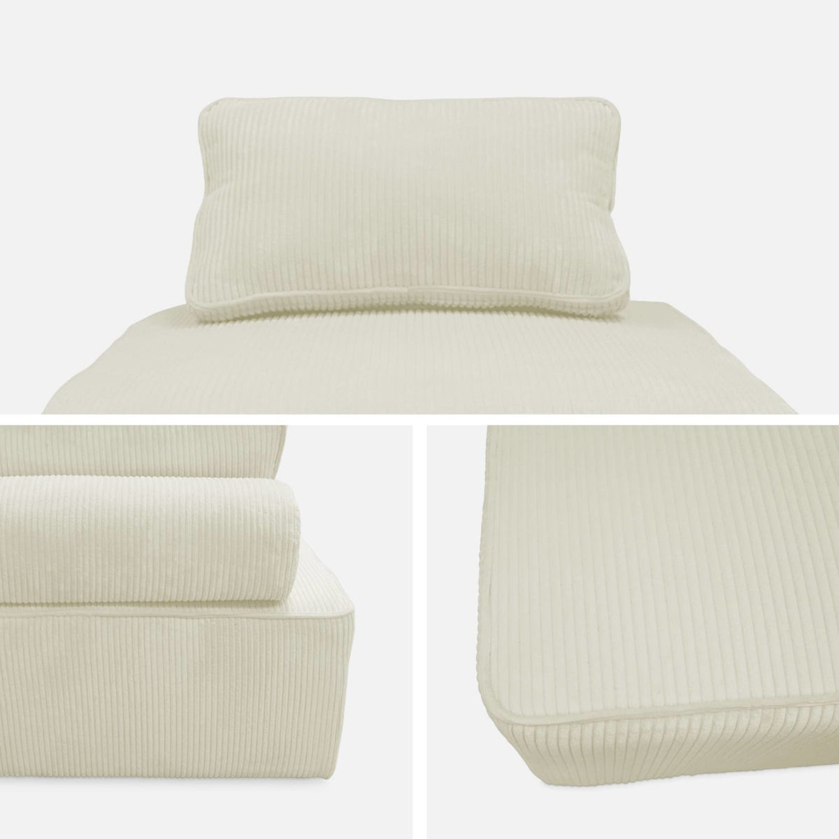 Lot de 2 Chauffeuses Modulables en Velours Côtelé Crème crème - vue 2